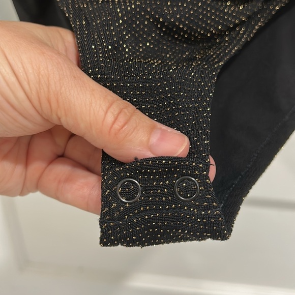 House of Haralow x Revolve Black Long Sleeve Bodysuit with Metallic Gold Details - Picture 7 of 11